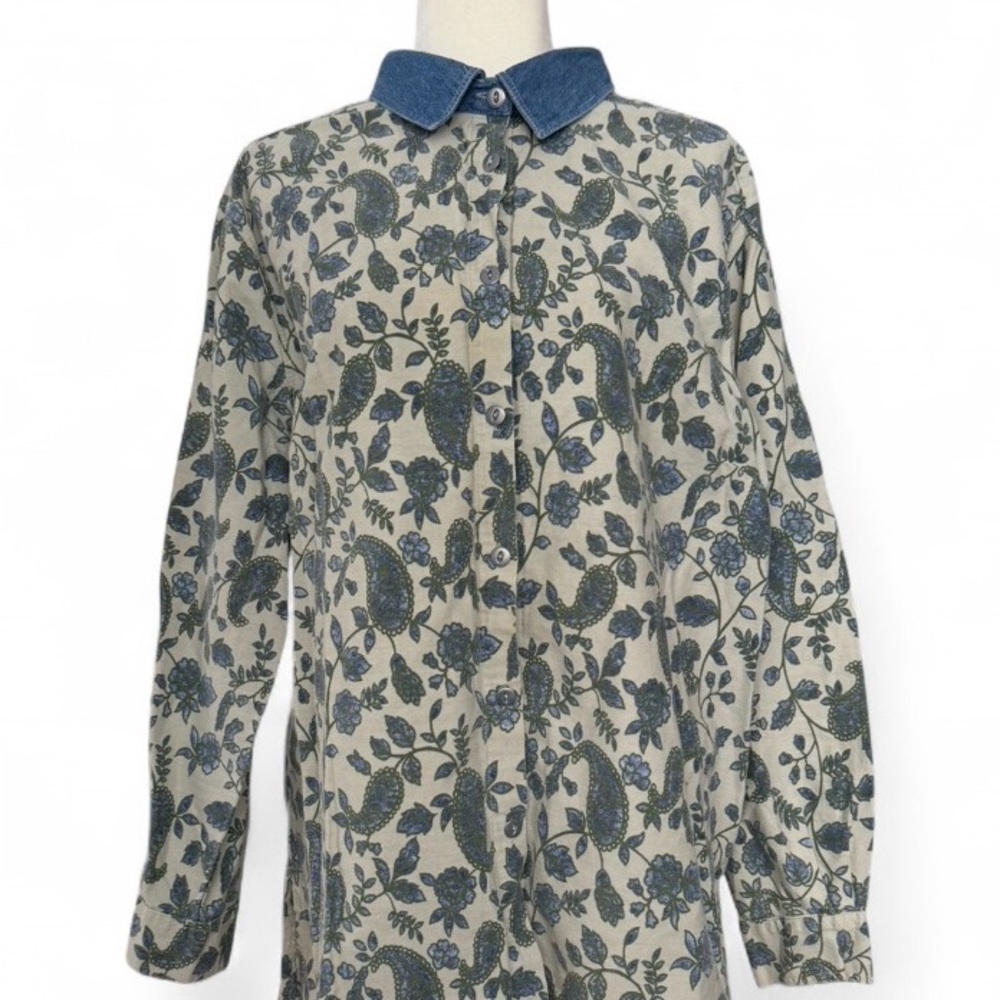 Vintage Paisley Patterned denim shirt